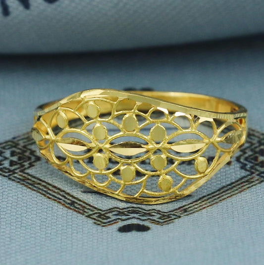 22k Gold Ring filigree Indian Jewelry Size 6.5 us, Authentic BIS Hallmarked Stamped "22k916" Jewelry, MJ0093