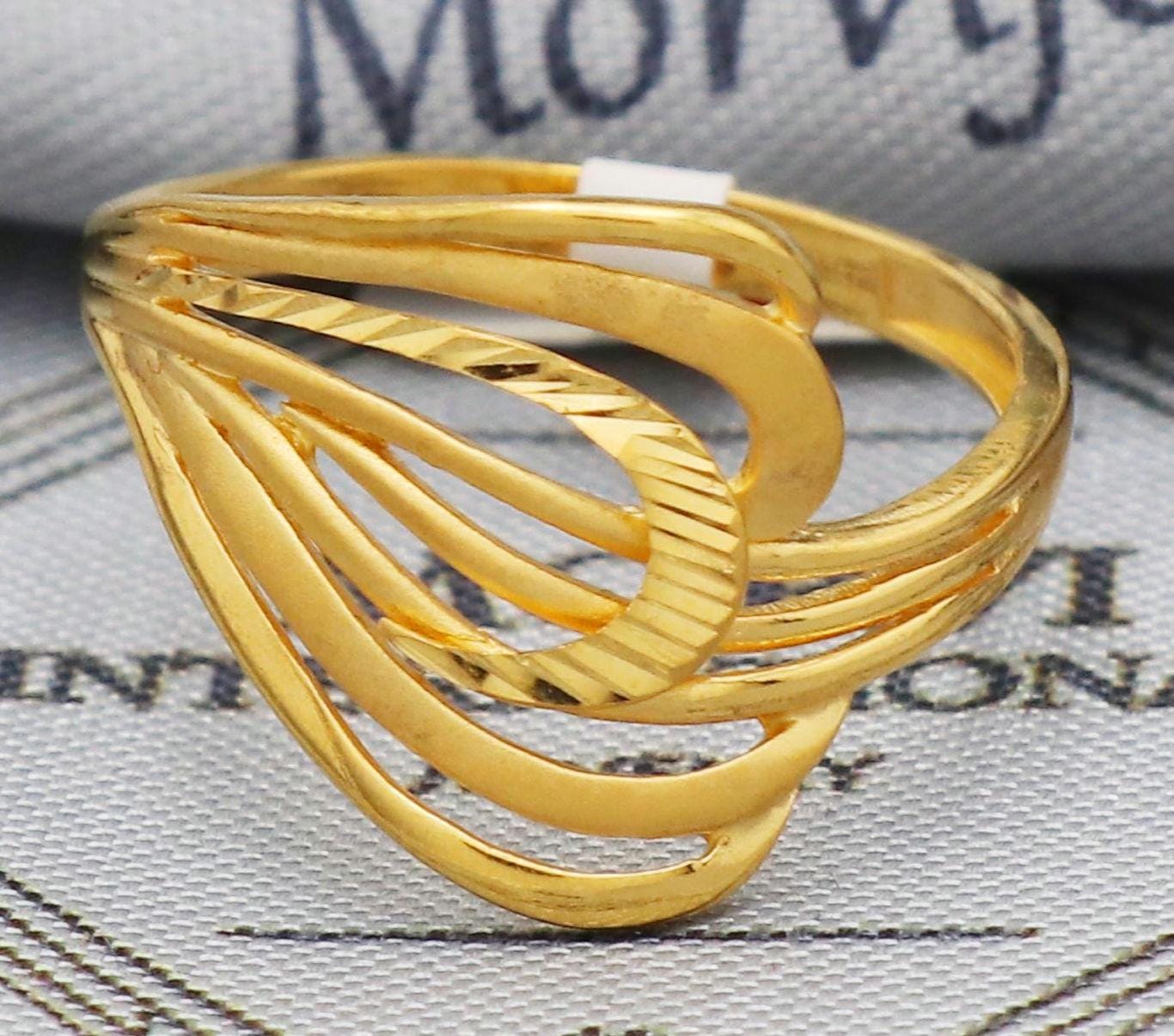 Designer 22 karat Hallmark Ring, Intricate women design luxury ring for women, 22k gold ring Handmade art Ring