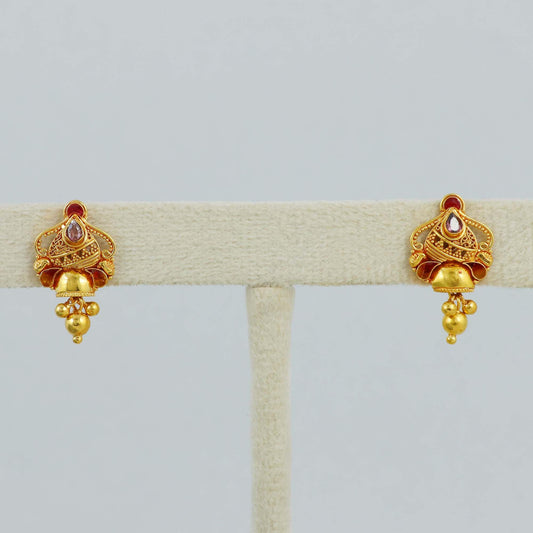 Real 22k Yellow Gold Handmade Earrings Jewelry, K4530