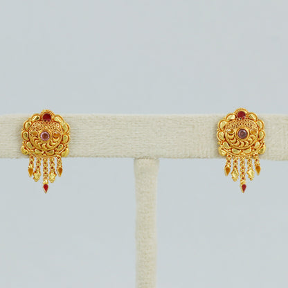 22k Yellow Gold Dangle Handmade Earrings, K4515