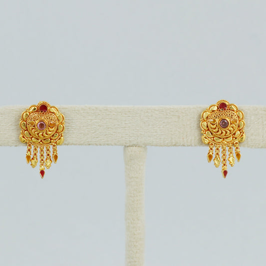 22k Yellow Gold Dangle Handmade Earrings, K4515