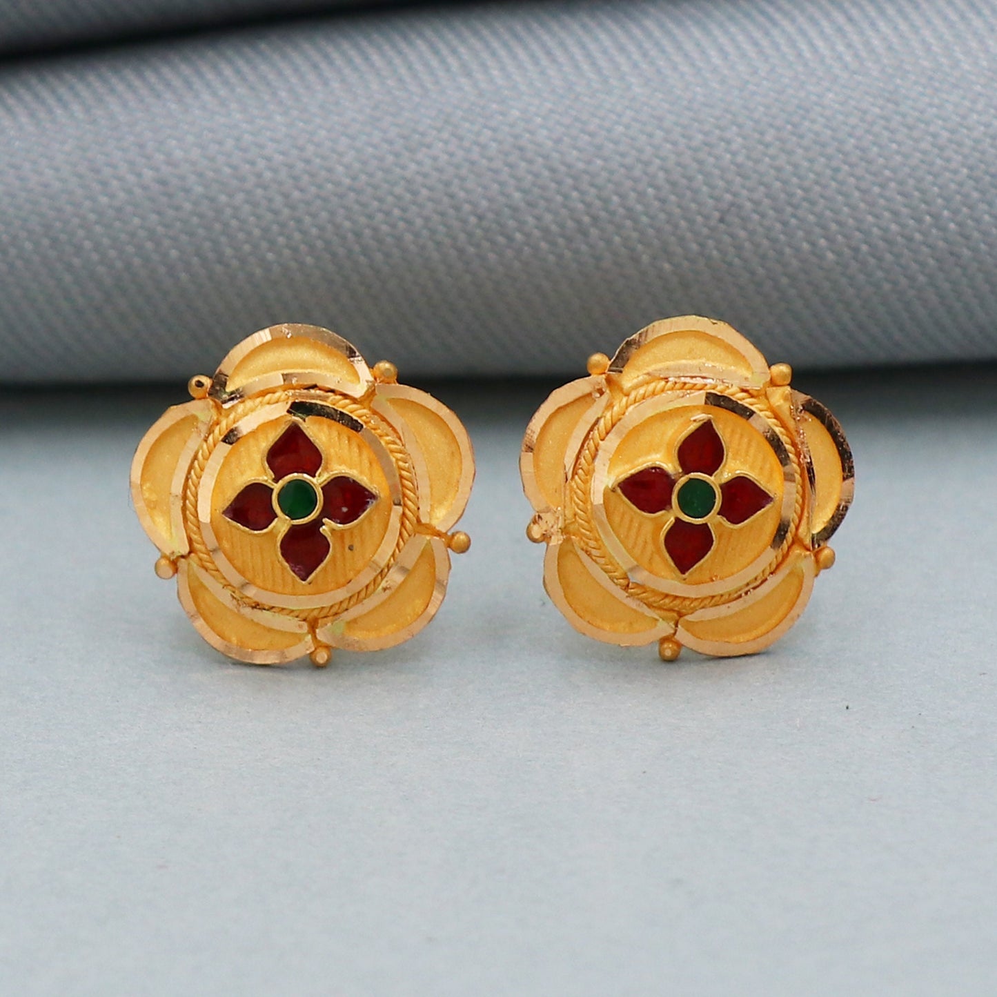Tribes style 22k Yellow Gold Earrings Handmade Jewelry for Gift, K4389