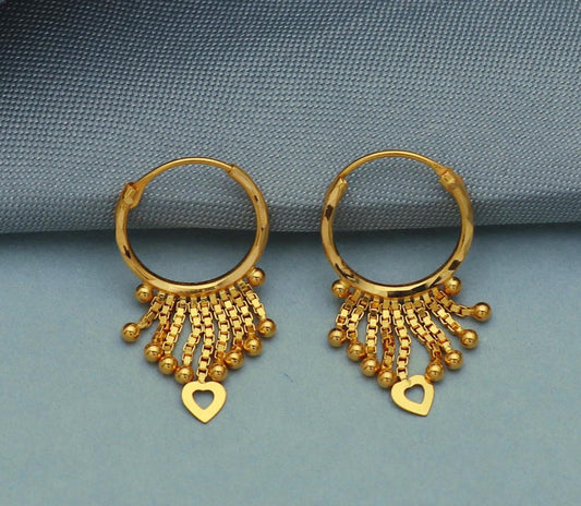 20k Yellow Gold Hoop Earrings, Handmade gold chain earrings for women, indian gold earrings jewelry, Gold chain Hoop, K3716