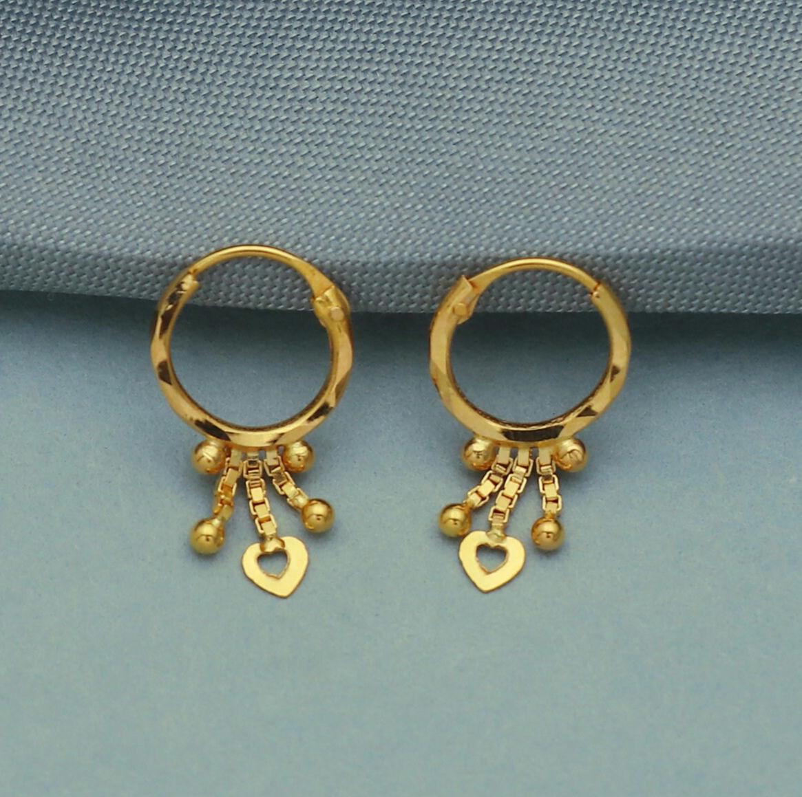20k Yellow Gold Hoop Earring Bali Earrings ,Huggies , gold jhumki Handmade gold earrings For women, Christmas gift, Indian gold earrings