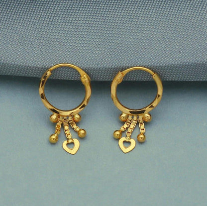 20k Yellow Gold Hoop Earring Bali Earrings ,Huggies , gold jhumki Handmade gold earrings For women, Christmas gift, Indian gold earrings