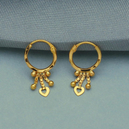 20k Yellow Gold Hoop Earring Bali Earrings ,Huggies , gold jhumki Handmade gold earrings For women, Christmas gift, Indian gold earrings