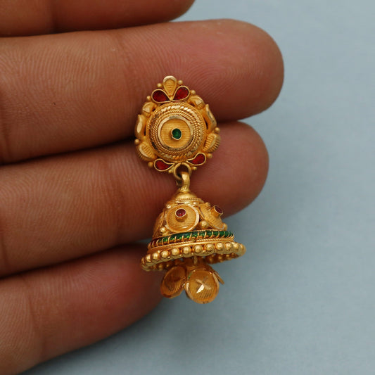 22k gold jhumki earrings handmade rajasthani jewelry for gift