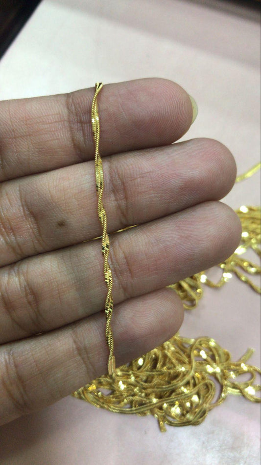Solid gold 22k chain necklace twisted handmade indian jewelry
