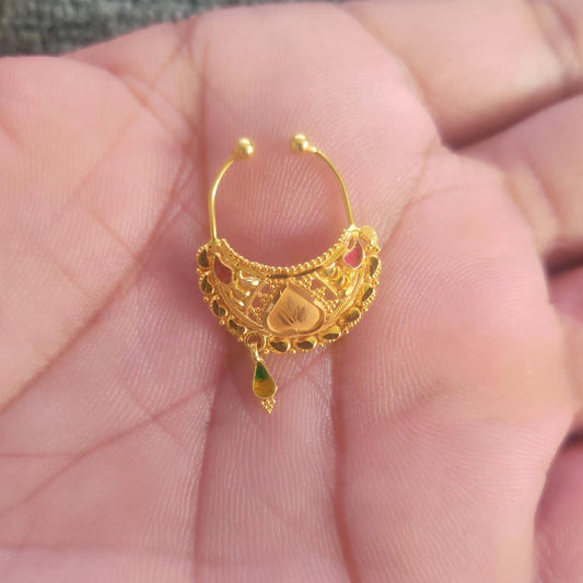 Wedding Jewelry 22k Yellow Gold Nose Ring Nath Nosepin women Jewelry from India, K6817
