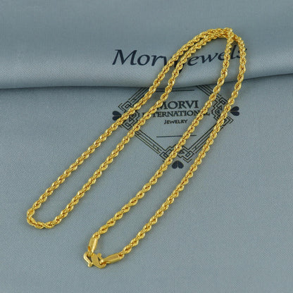 2.5mm Twisted Rope Chain Style Indian 22k Real Gold Handmade Jewelry, K6805
