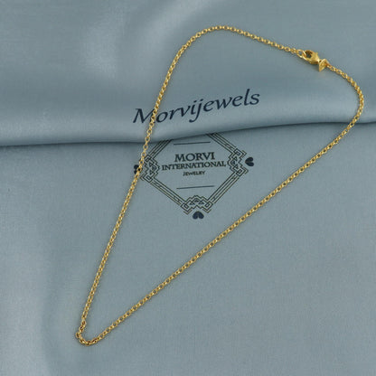 2mm Rolo Chain Style Indian 22k Real Gold Handmade Jewelry, K6806