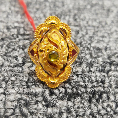 22K Gold Indian Statement Ring, Real Gold Traditional Bridal Ring All Size Jewelry for Gift