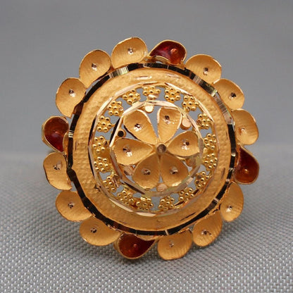 Round 22k Solid Gold Ring Jewelry, Meenakari Gold Ring, Enamel Gold Ring, Statement Pure Real Gold Ring, Indian Gold Ring, Women Gold Ring,