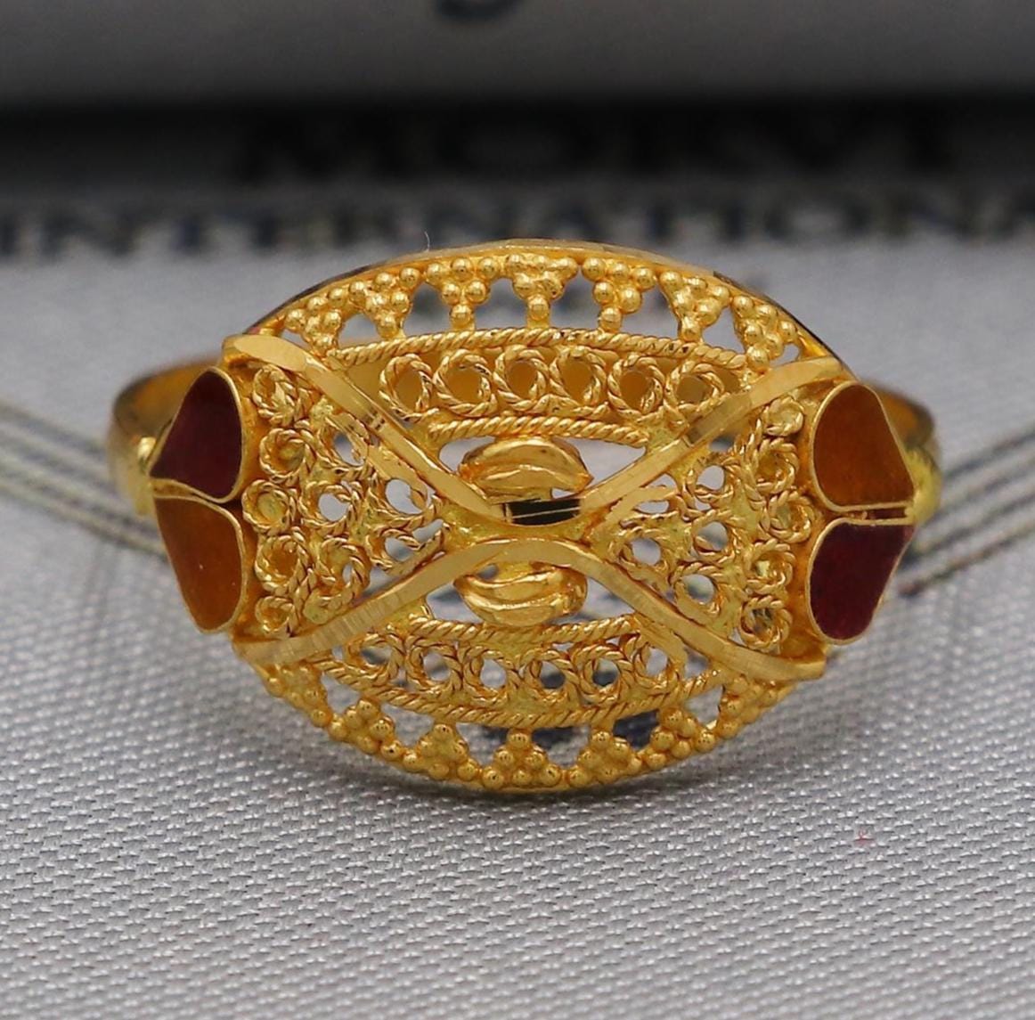 Intricate 22k Yellow Gold Ring, K6122
