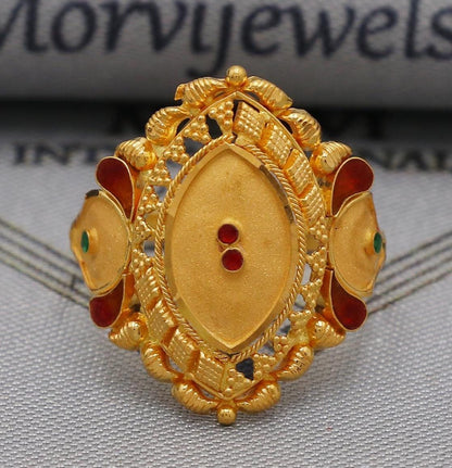 22k Gold Gold Ring, Vintage Designer Solid Gold 22k Ring, Rajasthani Indian Jewelry, Beautiful Women Gold Handmade Ring Jewelry, K6126