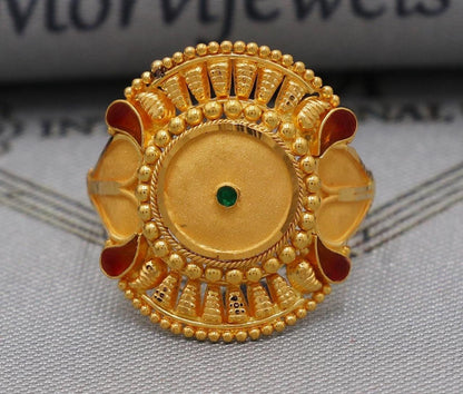 22k Gold Gold Ring, Vintage Designer Solid Gold 22k Ring, Rajasthani Indian Jewelry, Beautiful Women Gold Handmade Ring Jewelry, K6125
