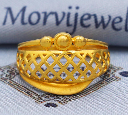 Filigree 22k Gold Ring Size 6 7 8 and All Size, 22k Gold Band Ring, 22karat Gold Ring, Hand crafted Pure gold ring, K5744