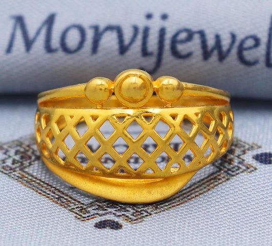 Filigree 22k Gold Ring Size 6 7 8 and All Size, 22k Gold Band Ring, 22karat Gold Ring, Hand crafted Pure gold ring, K5744