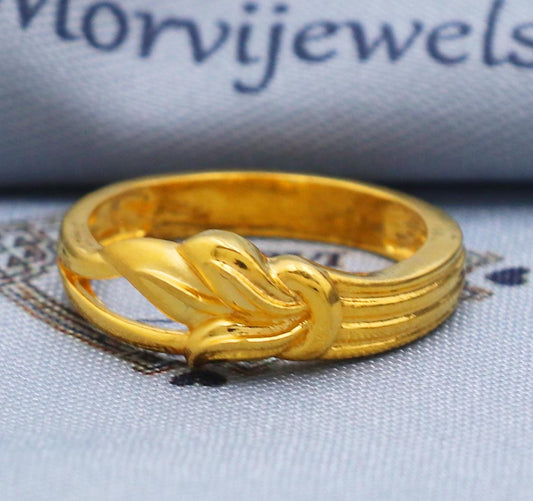 Solid 22k Yellow Gold Ring Size 6 7 8 and All Size, 22k Gold Band Ring, Indian Gold Ring, Hand crafted Pure gold ring, K5723