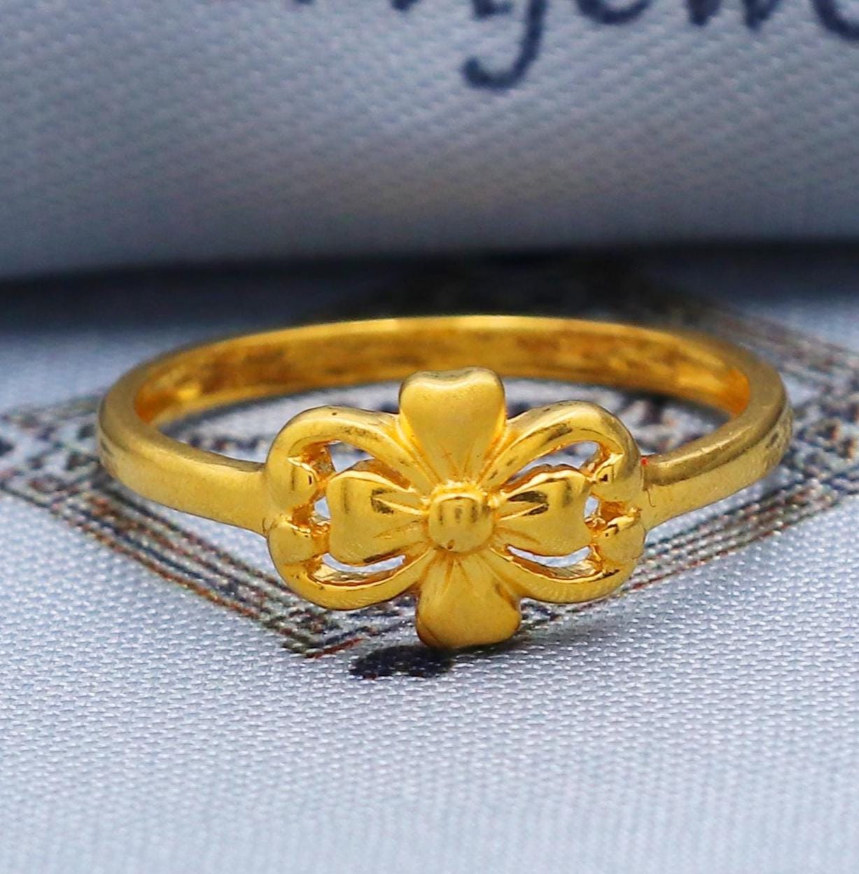 Vintage Style Solid 22k Yellow Gold Ring Size 6 7 8 and All Size, Flower 22k Gold Ring, Indian Gold Ring, Hand crafted Pure gold ring, K5730
