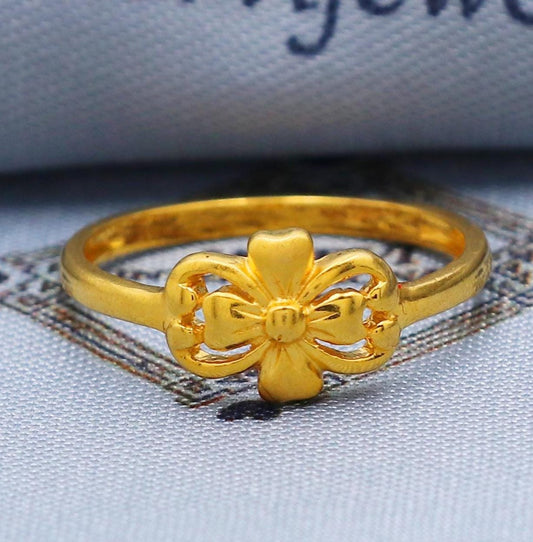 Vintage Style Solid 22k Yellow Gold Ring Size 6 7 8 and All Size, Flower 22k Gold Ring, Indian Gold Ring, Hand crafted Pure gold ring, K5730