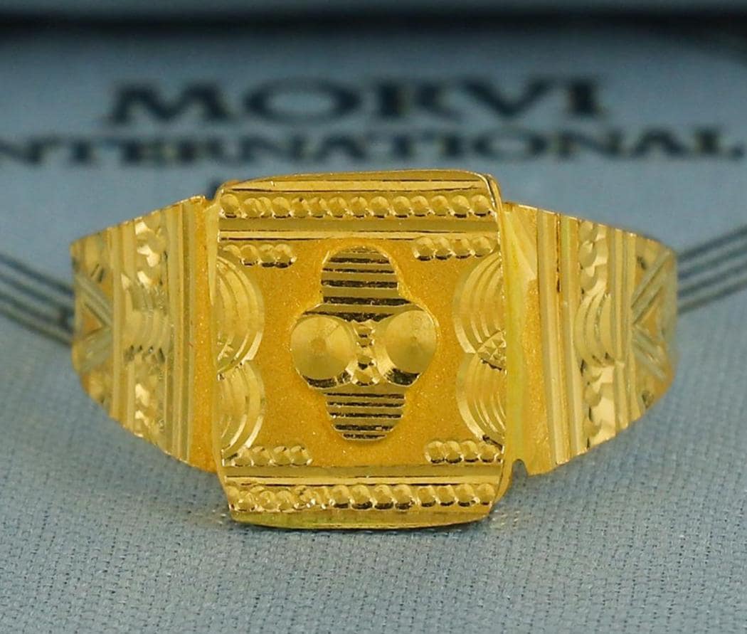 real 22k pure solid gold handmade women ring jewelry. Vintage estate style ring