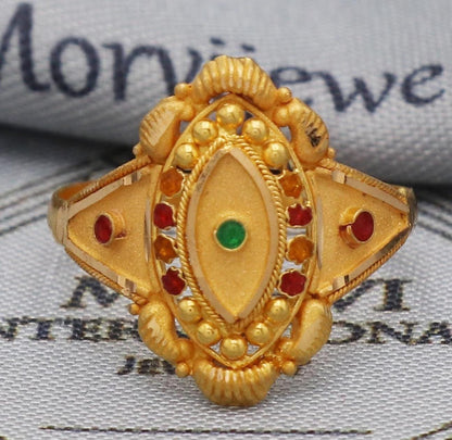 22k Gold Ring Jewelry, 22kt Handmade Indian Vintage and antique design, Pure Gold Ring, All Size, K5552