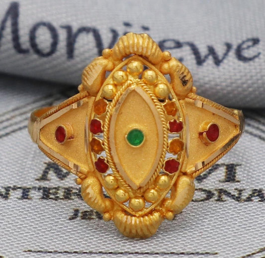 22k Gold Ring Jewelry, 22kt Handmade Indian Vintage and antique design, Pure Gold Ring, All Size, K5552