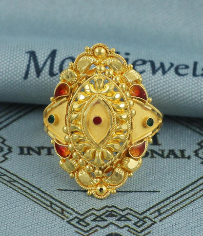handcrafted real 22k solid gold ring, indian gold ring, daily wear handmade ring, K5673
