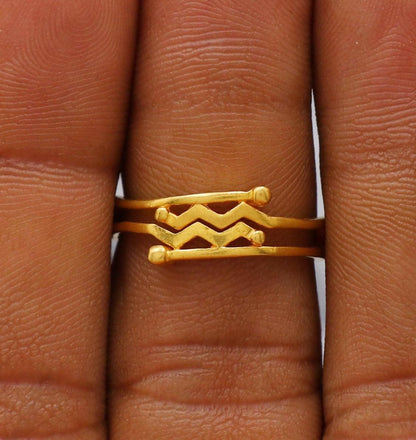 Real Pure 22k Solid Yellow Gold Handmade Ring Indian Jewelry, K6220