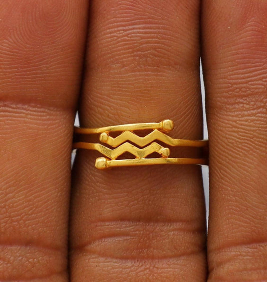 Real Pure 22k Solid Yellow Gold Handmade Ring Indian Jewelry, K6220