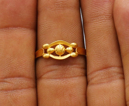 22k 22kt Solid Yellow Gold Handmade Ethnic Design Ring Jewelry, K6218