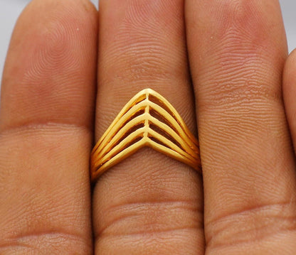 Chevron 22k 22kt Solid Yellow Gold Handmade Ring Jewelry, K6219