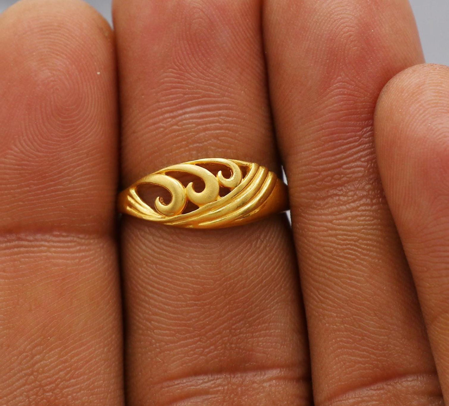 22kt 22k Solid Yellow Gold Handmade Vintage Design Ring Jewelry, K6212