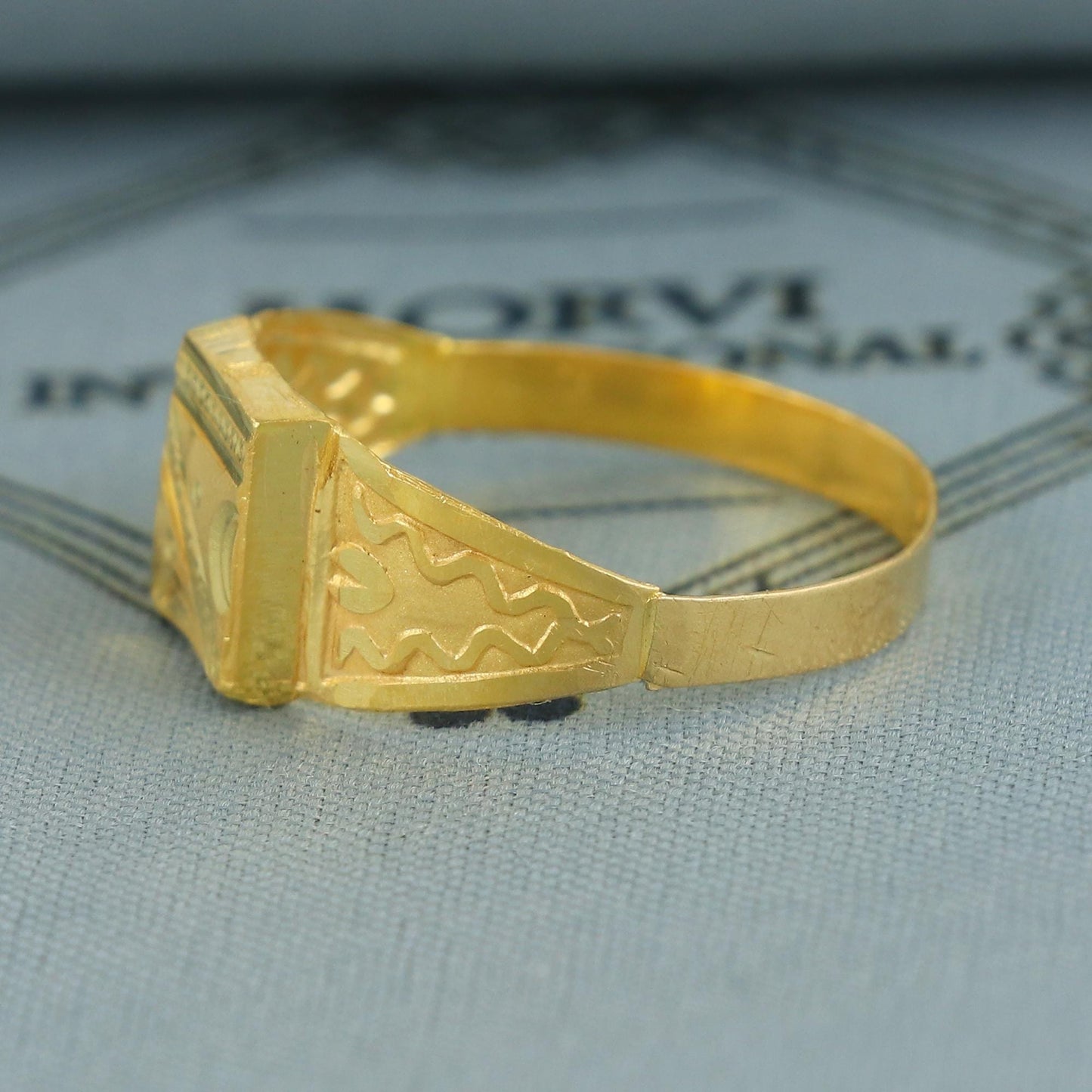 22k Yellow Gold Ring Size 6 7 8, and All Size, Hand Carved Gold Ring, Indian Gold Ring,