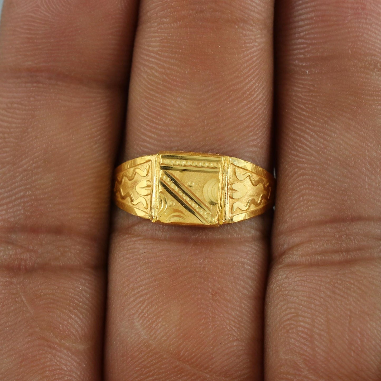 22k Yellow Gold Ring Size 6 7 8, and All Size, Hand Carved Gold Ring, Indian Gold Ring,