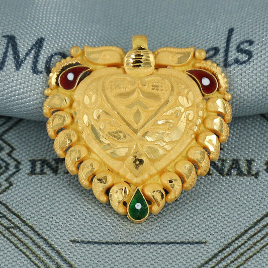 Traditional 22k Gold Chain Indian Handmade Pendant Jewelry, K6825