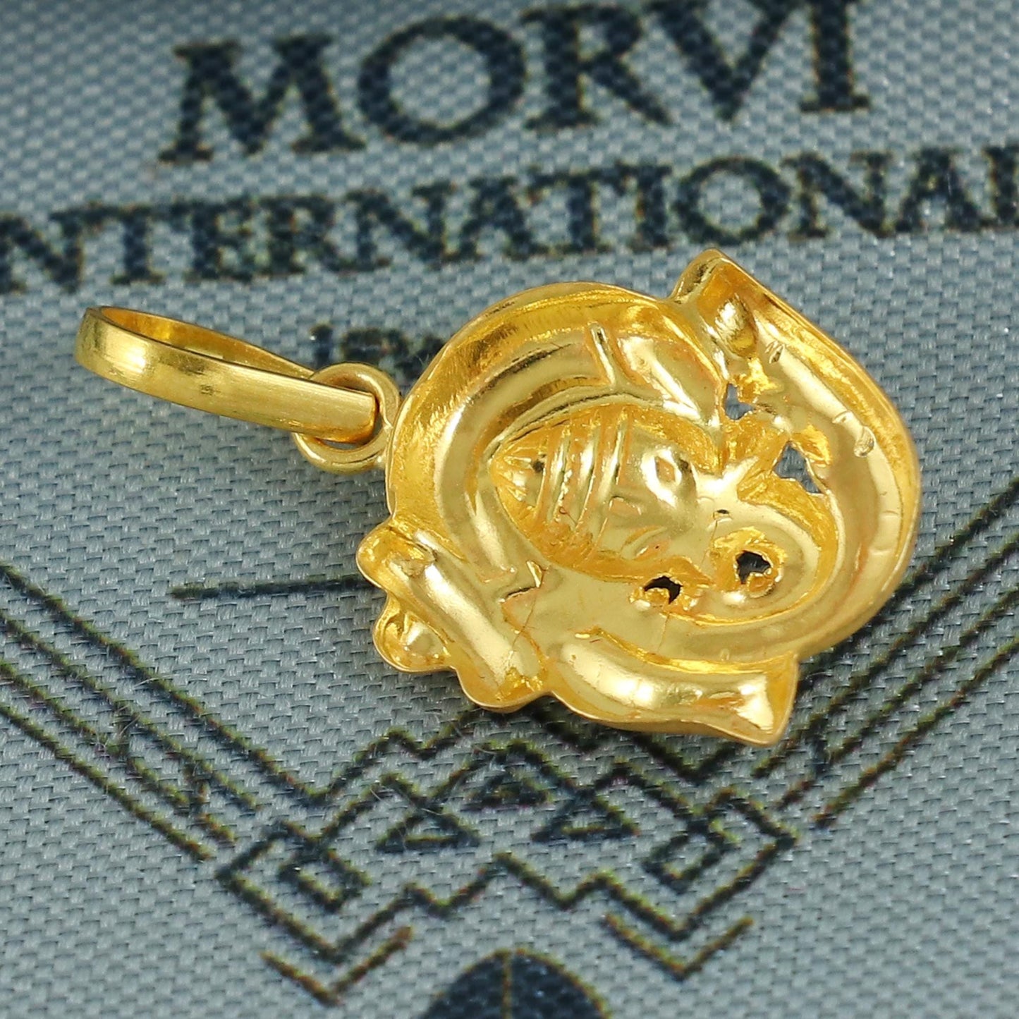 lord ganeshji 20k Yellow Gold Pendant: Indian God  Jewelry, Hindu God Ganesha Ganeshji Light Weight Dainty Carved Locket amulet, K6827