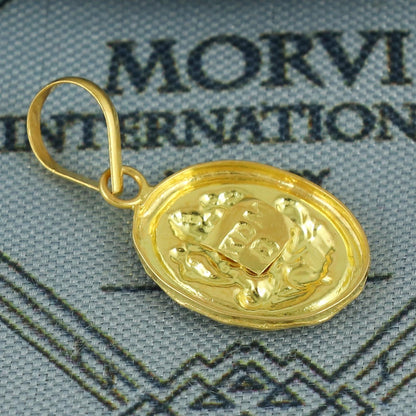 lord ganeshji 22k Yellow Gold Pendant: Indian God  Jewelry, Hindu God Ganesha Ganeshji Light Weight Dainty Carved Locket amulet, K6828