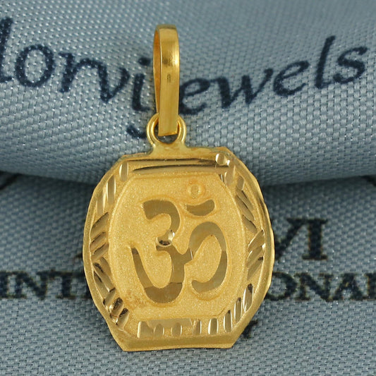 20k Gold Aum Om Pendant: Lightweight Indian Jewelry, Handmade Gold Dainty Jewelry for Gift, K6830