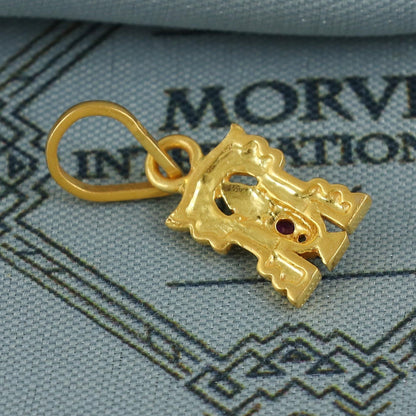 22k Yellow Gold Balaji Pendant: Indian Religious God Jewelry, K6833