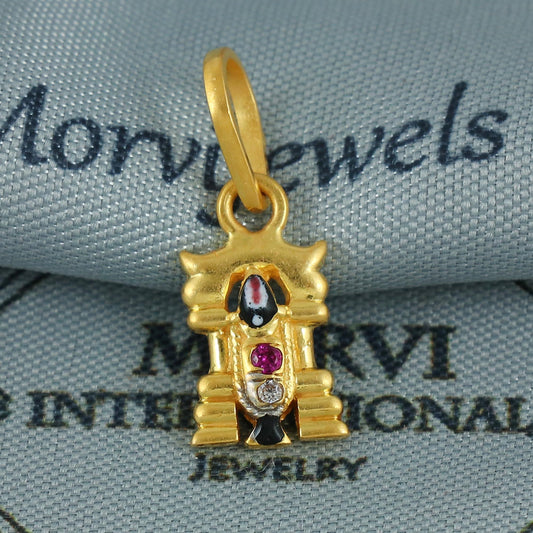 22k Yellow Gold Balaji Pendant: Indian Religious God Jewelry, K6833