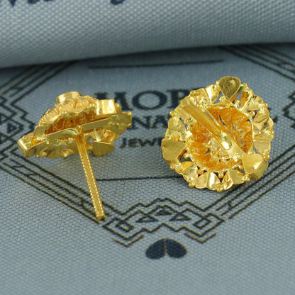 22k Gold Earrings Tops, Handmade vintage traditional solid gold earrings Indian jewelry, Small flower Stud Jewelry, K6840