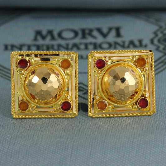 Pure 22k Yellow Gold Stud Earrings Handmade jewelry, Indian Gold Tops Earrings Jewelry for Women