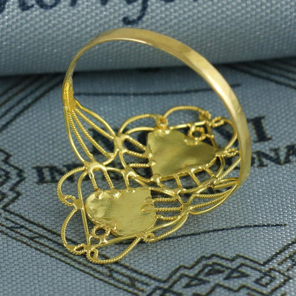 Hand Carved 18k solid gold wire women ring handmade jewelry, Light Weight Gold Dainty Jewelry, Ring Size - 7.75 US, K6858