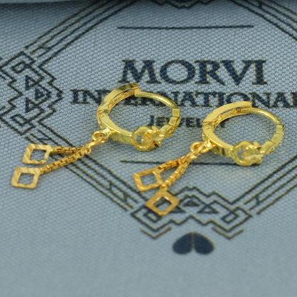 20k Yellow Gold Hoop Bali Earrings , Handmade Yellow gold earrings for women, Small Tiny Hoops, dainty indian gold earrings for teens, K6862