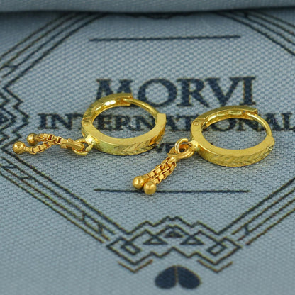 20k Yellow Gold Hoop Bali Earrings , Handmade Yellow gold earrings for women, Small Tiny Hoops, dainty indian gold earrings for teens, K6867