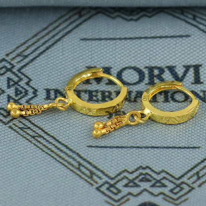 20k Yellow Gold Hoop Bali Earrings , Handmade Yellow gold earrings for women, Small Tiny Hoops, dainty indian gold earrings for teens, K6868