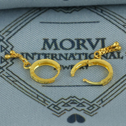 20k Yellow Gold Hoop Bali Earrings , Handmade Yellow gold earrings for women, Small Tiny Hoops, dainty indian gold earrings for teens, K6868