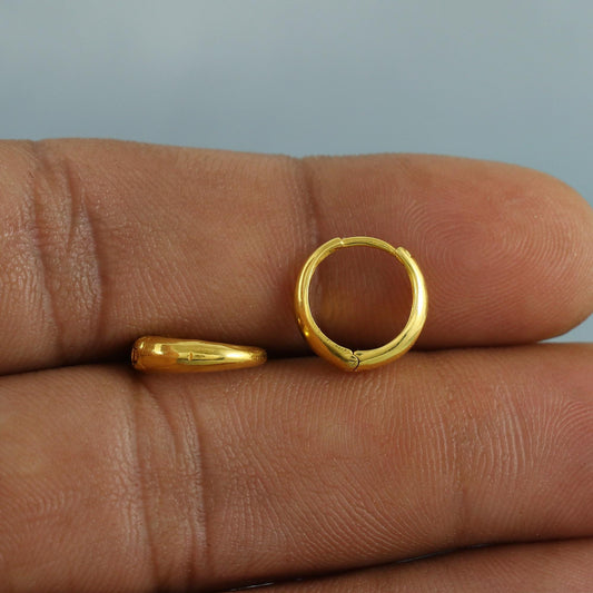 Small 20k Yellow Gold Hoop Bali Earrings , Handmade Yellow gold earrings for women, dainty tiny earrings